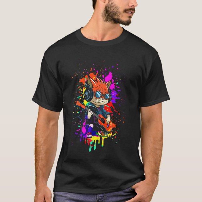 Den Musikaliska Katten T Shirt (Framsida)