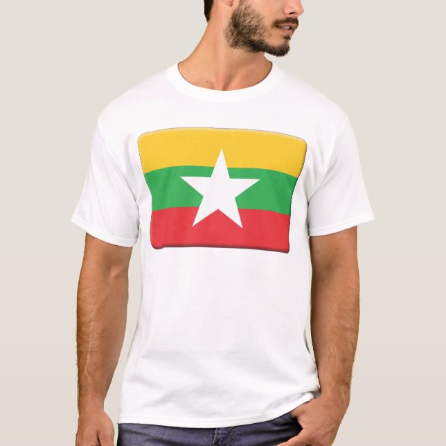 Den Myanmar flagga PERSONIFIERAR T Shirt (Framsida)