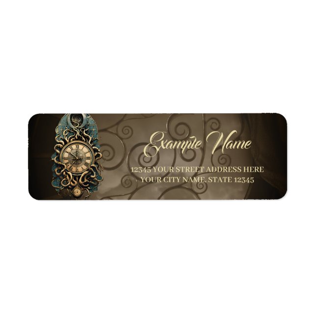 Den mystiska steampunkrörelsen returadress etikett (Framsidan)