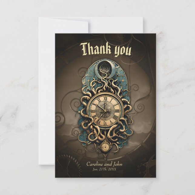 Den mystiska steampunkrörelsen tack kort (Framsida)