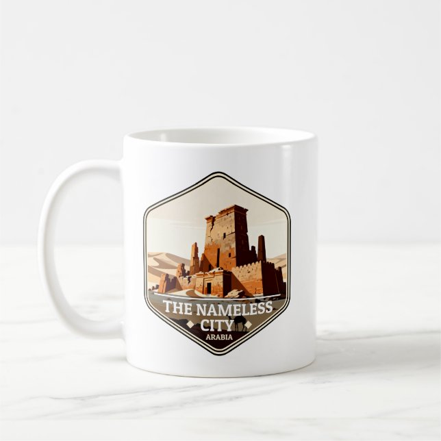 Den Namnlösa Staden Arabiska Öken Vintage Resa Kaffemugg (Vänster)