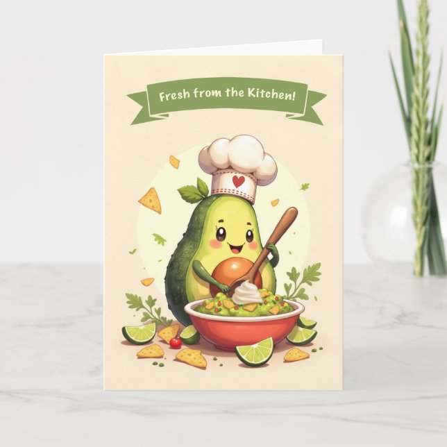 Den nationella avocado Day Cute Avocado Chef med B Kort (Framsida)