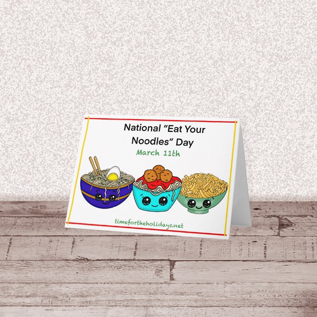 Den nationella eat din Noodles Day Funny Pun Kort (Skapare uppladdad)