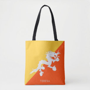 Den nationella Flagga Bhutan med ditt namn Tygkasse