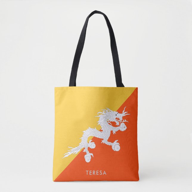 Den nationella Flagga Bhutan med ditt namn Tygkasse (Framsida)