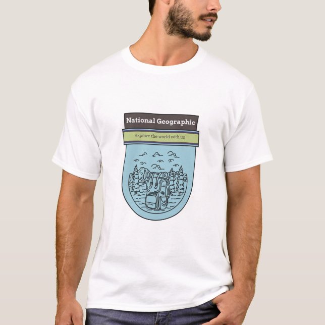 Den nationella geografiska utforskaren världen med t shirt (Framsida)