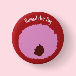 Den nationella helgdagen - Rosa Afro Badge/ Knapp