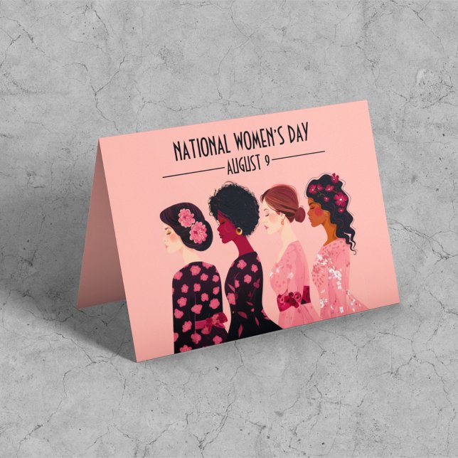 Den nationella kvinnodagen Global Women Rosa Blomm Helgkort (Skapare uppladdad)