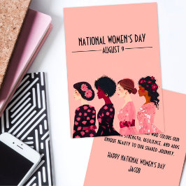 Den nationella kvinnodagen Global Women Rosa Blomm Julkort