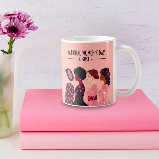Den nationella kvinnodagen Global Women Rosa Blomm Kaffemugg (Skapare uppladdad)