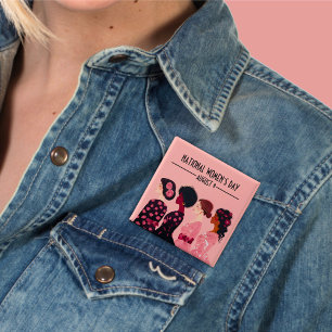 Den nationella kvinnodagen Global Women Rosa Blomm Knapp