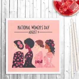 Den nationella kvinnodagen Global Women Rosa Blomm Pappersservett