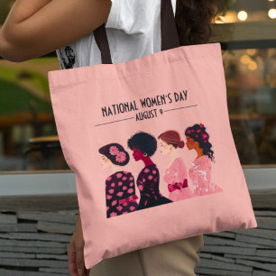Den nationella kvinnodagen Global Women Rosa Blomm Tygkasse
