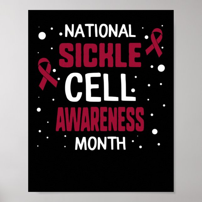 Den nationella sickle Cell Awareness Month Burgund Poster (Framsidan)