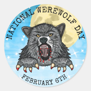 Den nationella varulvdagen februari 6e runt klistermärke