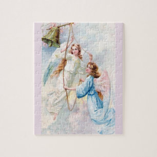 Den nätt änglar med sätta en klocka på pussel