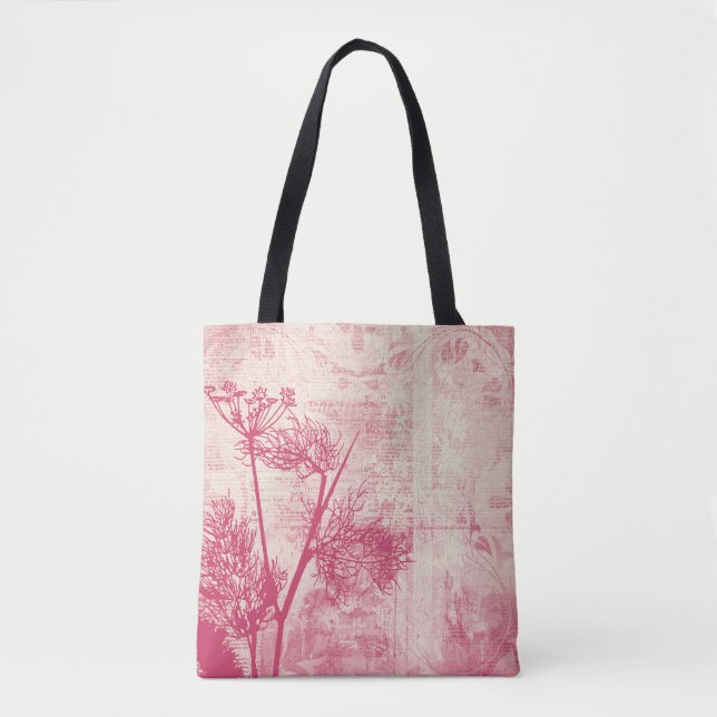 Den nätt botaniska rosa maskrosen kärnar ur tygkasse (Framsida)