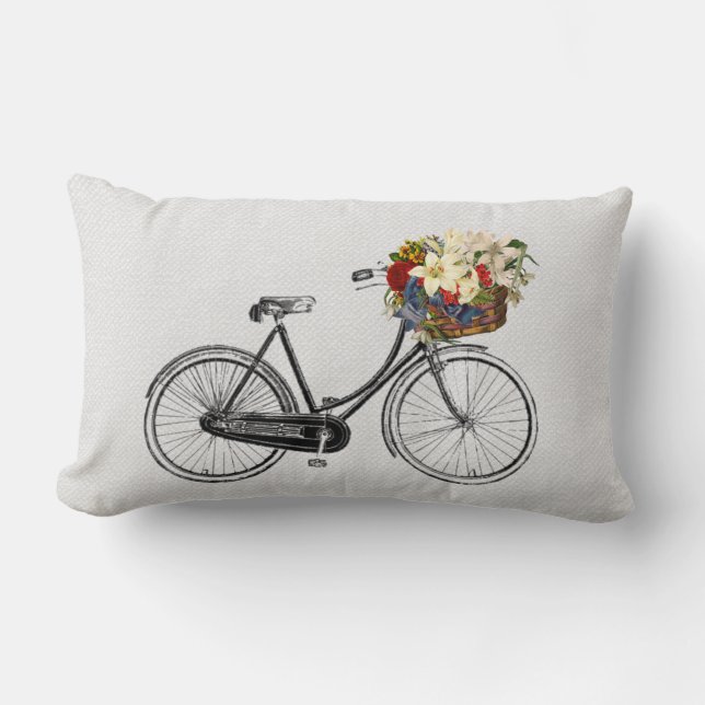 Den nätt chic dekoren för cykelblommacykeln kudder lumbarkudde (Framsida)