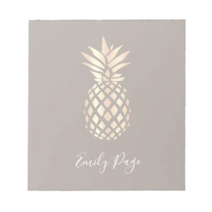 Den nätt eleganten förkopprar rosa guld- ananas anteckningsblock