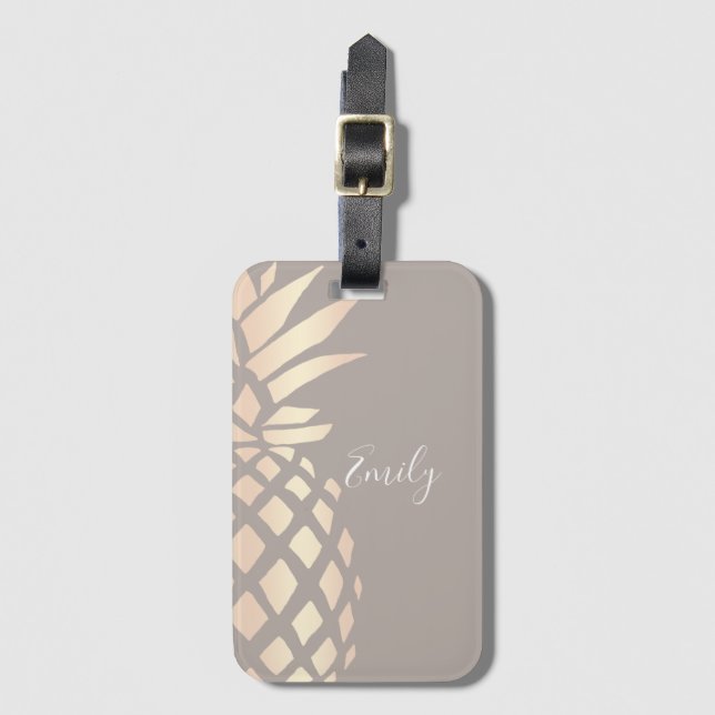 Den nätt eleganten förkopprar rosa guld- ananas & bagagebricka (Framsida vertikal)