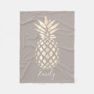 Den nätt eleganten förkopprar rosa guld- ananas fleecefilt
