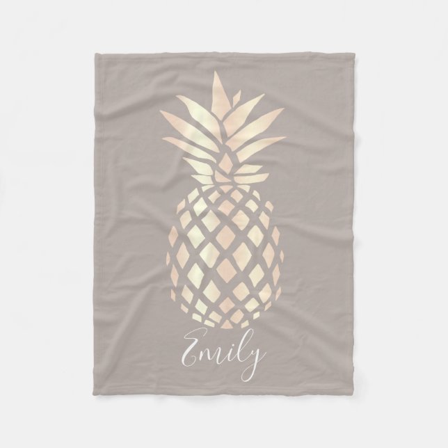 Den nätt eleganten förkopprar rosa guld- ananas & fleecefilt (Framsidan)