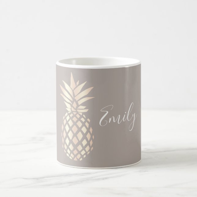 Den nätt eleganten förkopprar rosa guld- ananas & kaffemugg (Center)