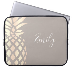 Den nätt eleganten förkopprar rosa guld- ananas laptop fodral
