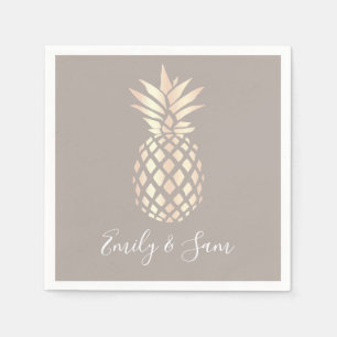 Den nätt eleganten förkopprar rosa guld- ananas pappersservett