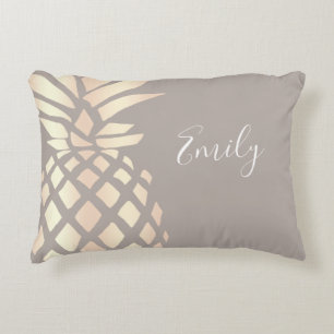 Den nätt eleganten förkopprar rosa guld- ananas  prydnadskudde