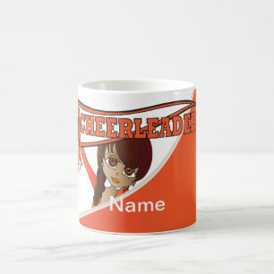 Den nätt hejaklacksledareflickan i orange kaffemugg