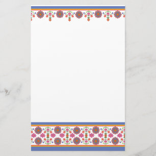 Den nätt Rangoli blommigten gränsar brevpapper
