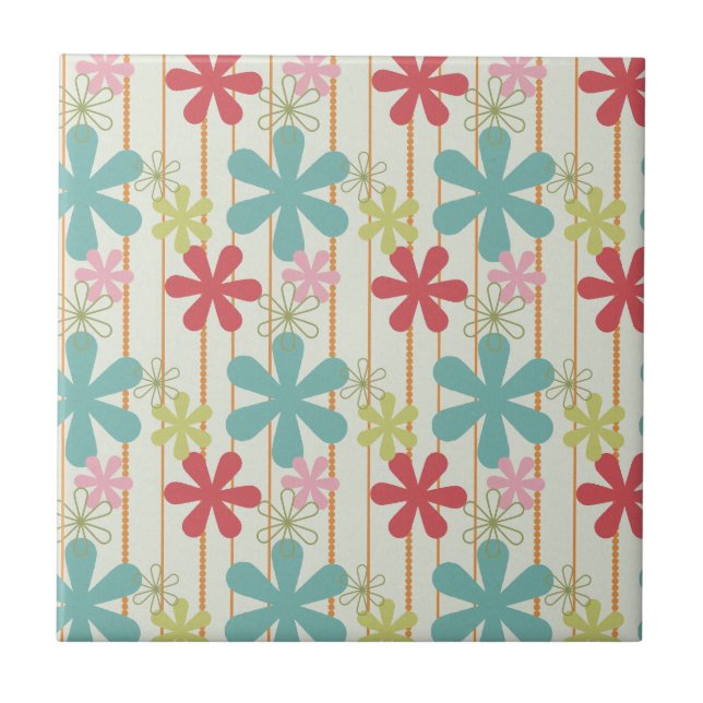 Den nätt Retro färgrika väggen blommar randmönster Kakelplatta (Framsidan)