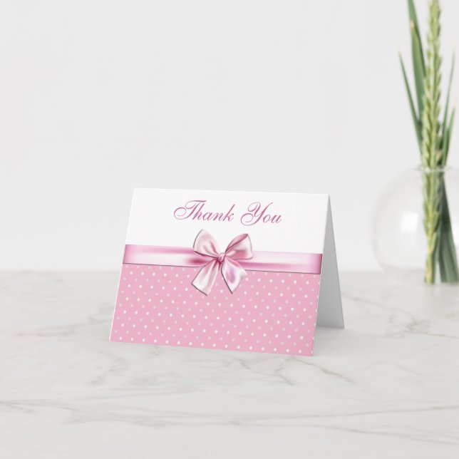 Den nätt rosa polkaen pricker tack kort (Framsida)