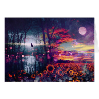 Den nätt solrosfantasin landskap hälsningskort