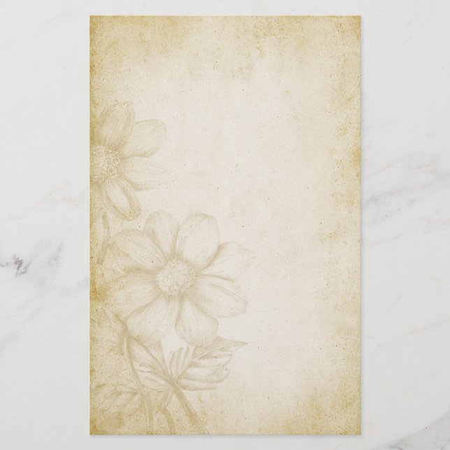 Den nätt vintageblommigtåldrasen noterar papper (Framsida)