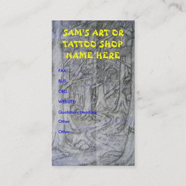 Den naturkonst eller tatueringen shoppar visitkort (Framsida)