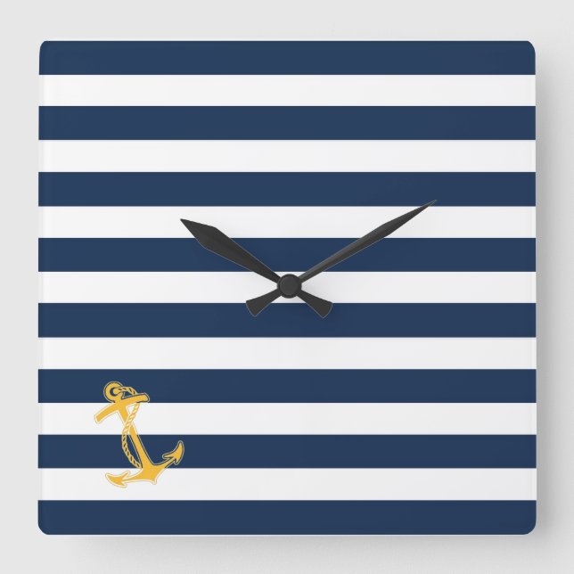 Den nautiska chic väggen tar tid på fyrkantig klocka (Framsida)
