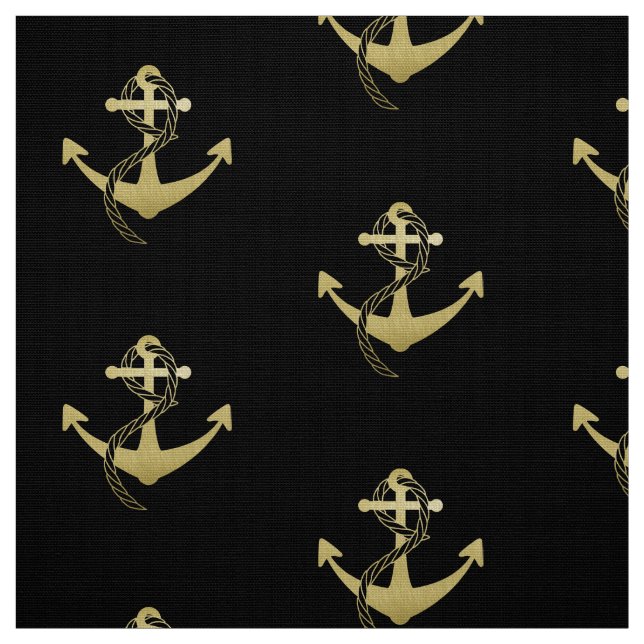 Den nautiska guld och svarten ankrar tyg (Provkarta)