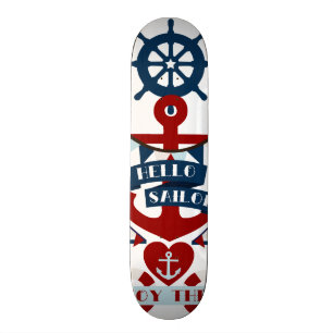 Den nautiska hejsjömannen ankrar segelbåtdesign skateboard bräda 20,5 cm