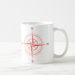 Den nautiska kompasset reser norr southeastväster kaffemugg