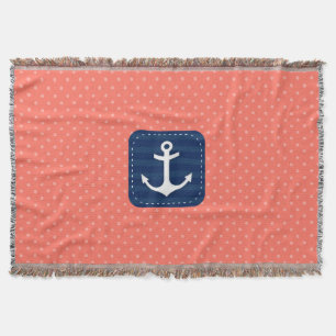 Den nautiska korallpolkaen pricker det marinblåa filt