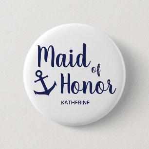 Den nautiska marinblåa maid of honor ankrar knapp