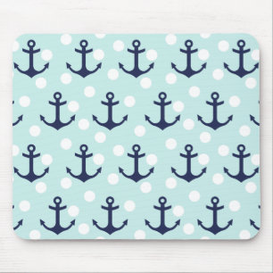 Den nautiskt Mintpolka dots och marinblått ankrar Musmatta