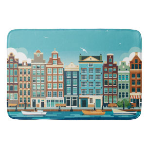 Den nederländska arkitekturen i Amsterdam Holland Badrumsmatta