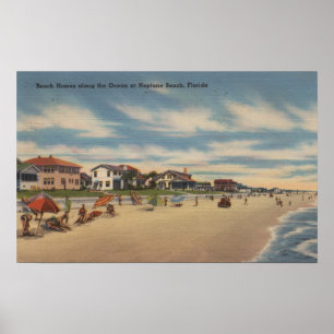 Den Neptune stranden, FL - beskåda av hav beklär Poster