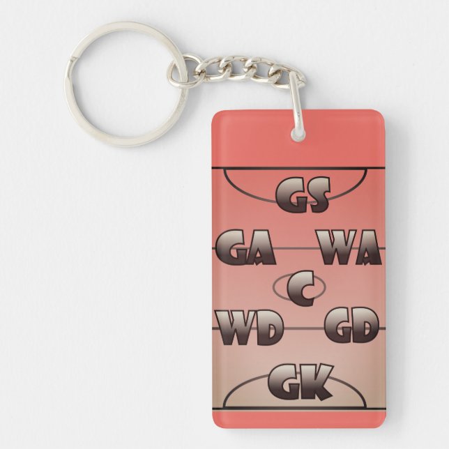 Den Netballdomstolen och spelare placerar design Nyckelring (Framsidan)