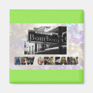 Den New Orleans Bourbon gatan pryder med pärlor Magnet
