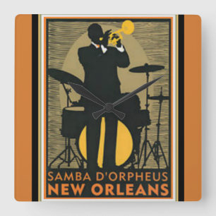 Den New Orleans Jazzväggen tar tid på Fyrkantig Klocka