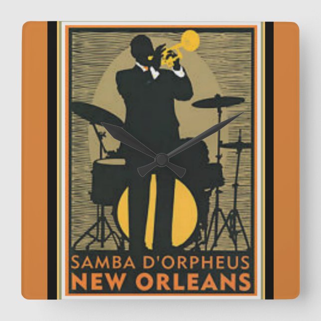 Den New Orleans Jazzväggen tar tid på Fyrkantig Klocka (Framsida)